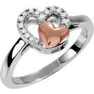 1/10 ct tw Diamond Double Heart Design Ring