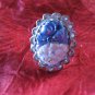 Handmade Carved Vintage PERIWINKLE Glass FAIRY DUST Ring