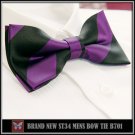 BRAND NEW BLACK/PURPLE BOLD STRIPES TUXEDO PRE-TIED MEN'S BOW TIE B701