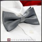 BRAND NEW SILVER METALLIC JACQUARD MEN'S tuxedo BOW TIE B075