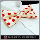 *BRAND NEW* RED POLKA DOT IVORY SATINE TUXEDO MENS BOW TIE B459