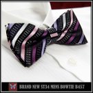 *BRAND NEW* MULTICOLOR STRIPES BLACK JACQUARD RARE TUXEDO MENS BOW TIE B457