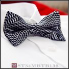 *BRAND NEW*BLACK&GRAY OPTICAL JACQUARD RARE BOWTIE B138