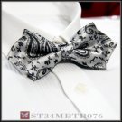 *BRAND NEW* SILVER PAISLEY JACQUARD MENS BOW TIE B076