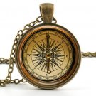 Vintage Compass Pendant Necklace - Old Fashioned Antique Style Compass Jewellery