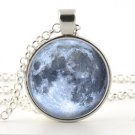 Full Moon Necklace - Glass Photo Pendant - Silver Outer Space Jewelry - Gift Bag