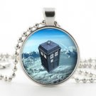 Silver Dr Who Tardis Necklace Pendant - Time Machine Sci Fi Art Police Box Gift