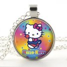 Hello Kitty Necklace Pendant Pink Yellow Blue Stars Little Girl Jewelry Kid Gift