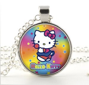 Hello Kitty Necklace Pendant Pink Yellow Blue Stars Little Girl Jewelry Kid Gift