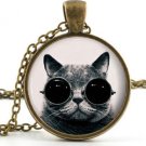 Steampunk Cat Pendant Necklace - Cool Funny Animal Art Picture Jewellery Charm