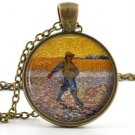 Vintage Vincent van Gogh Pendant Necklace - Soleils Art Charm Picture Jewellery