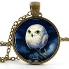 White Owl Pendant - Necklace - Vintage Baby Owlet Bird Night Art Owl Jewellery