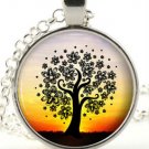 Tree necklace - Silver picture pendant - Colourful Fantasy Woodland Jewellery