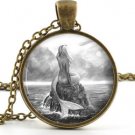 Black and White Mermaid Pendant - Necklace - Mythological Picture Jewellery