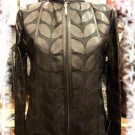 Womens Black Leather Leaf Jacket