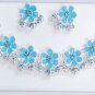 Wholesale Lot of 5 Silver Clossione Enamel Rhinestone Necklace Earring Set