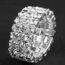 3 Row Crystal Rhinestone Silver Adjustable Bridal Wedding Ring