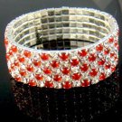 Red 5 Row Wedding Crystal Rhinestone Stretchable Bracelet