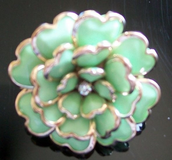 Vintage Victorian Enamel Rhinestone Adjustable Flower Cocktail Ring