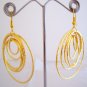 Textured Gold Plated Concentric Hoop Circle Orbit Earrings
