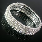 4 Row Party Crystal Rhinestone Silver Stretchable Bracelet