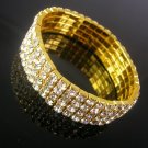 4 Row Party Crystal Rhinestone Gold Plated Stretchable Bracelet