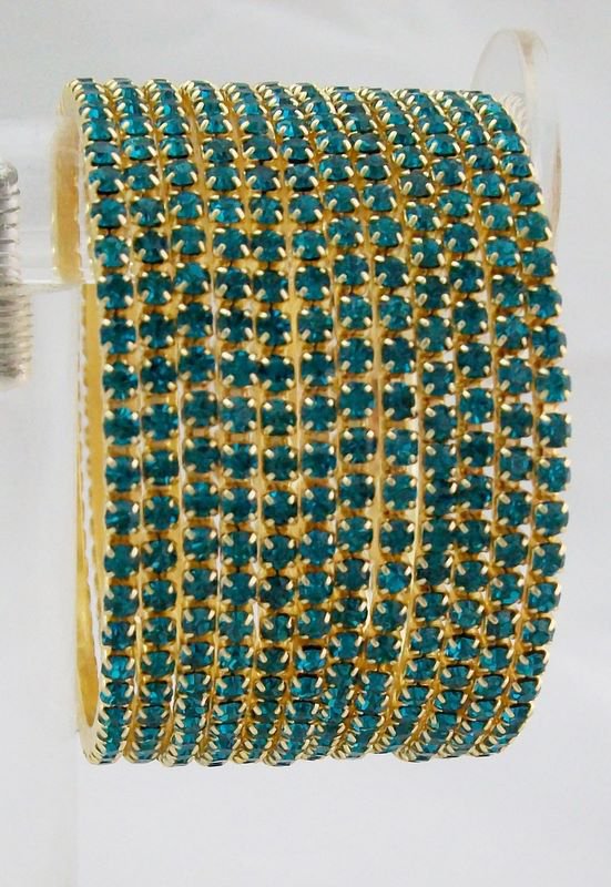 Stackable Crystal Rhinestone Bangle Bracelet 12pcs Turquoise