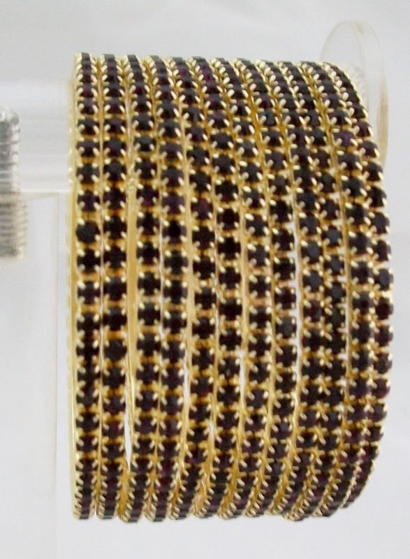 Stackable Crystal Rhinestone Bangle Bracelet 12pcs Purple