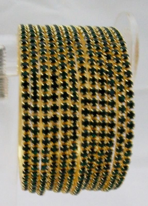 Stackable Crystal Rhinestone Bangle Bracelet 12pcs Green