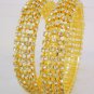 Wide Gold Crystal Rhinestone Bangle Bracelet Pair