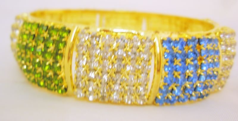 1Pc Multicolor Wide Crystal Rhinestone Bangle Bracelet