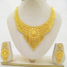 Pretty Flower Gold Plated Necklace Earring Set