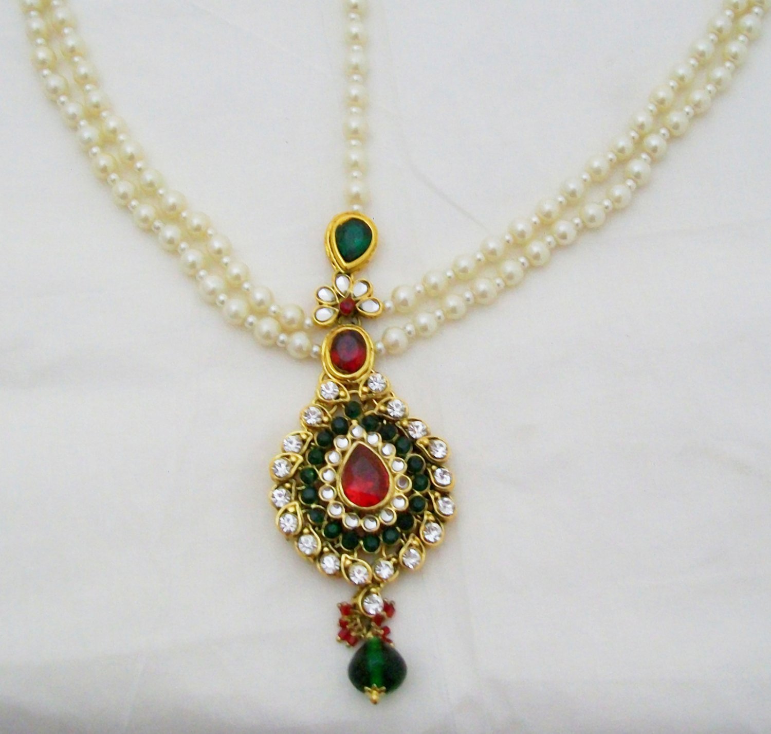 Pearl Kundan Matha Shingar Patti Tikka Hair Head Chain Indian Bridal