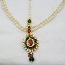 Pearl Kundan Matha Shingar Patti Tikka Hair Head Chain Indian Bridal Wedding Fashion Jewellery