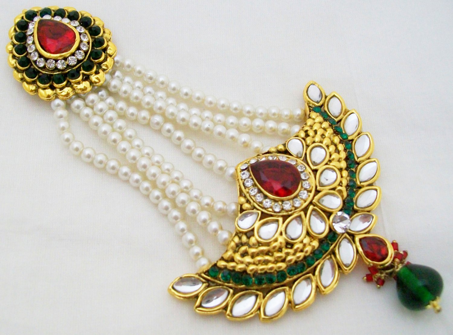 Big Pearl Kundan Jhumar Jhoomar Passa Tikka Indian Bridal Hair