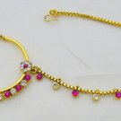 Indian Nath Nose Ring Hoop Chain Bridal Wedding Bollywood Fashion Jewelry Large