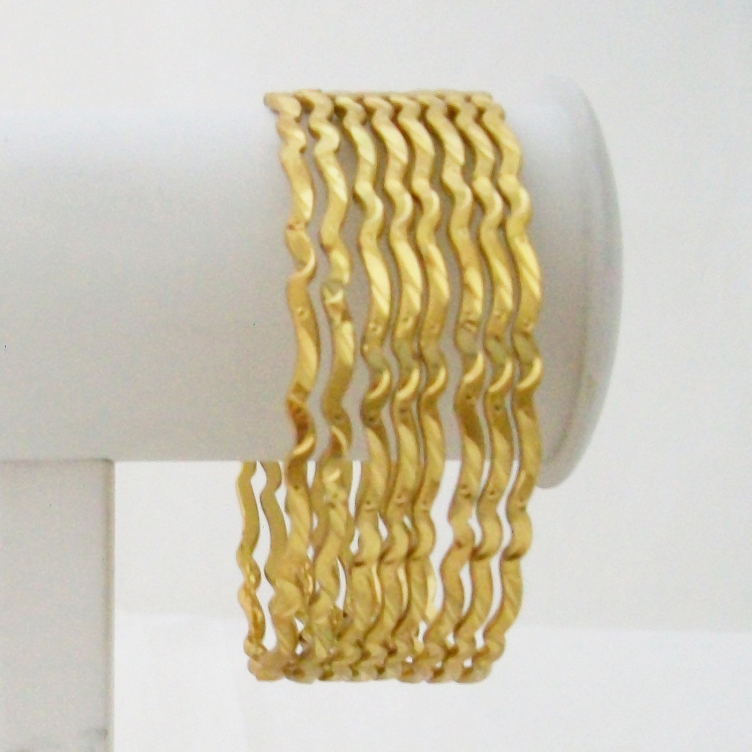 8 Pc Thin Gold Plated Bangle Bracelet Set Wavy