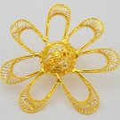 Indian Filigree Gold Plated Ring Big Ladies Handmade Artisan Celebrity Style