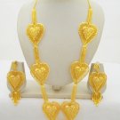 Rani Haar  Filigree Heart Gold Plated Long Necklace Indian Wedding Bridal Jewelry Set