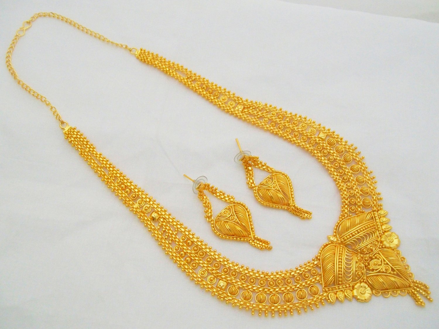 22k Gold Plated Rani Haar Indian Bridal Long Necklace Jewelry Set