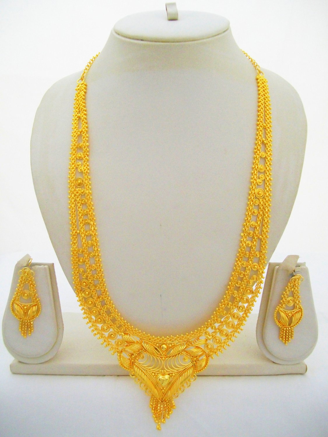 22k Gold Plated Rani Haar Indian Wedding Long Necklace Jewelry Set