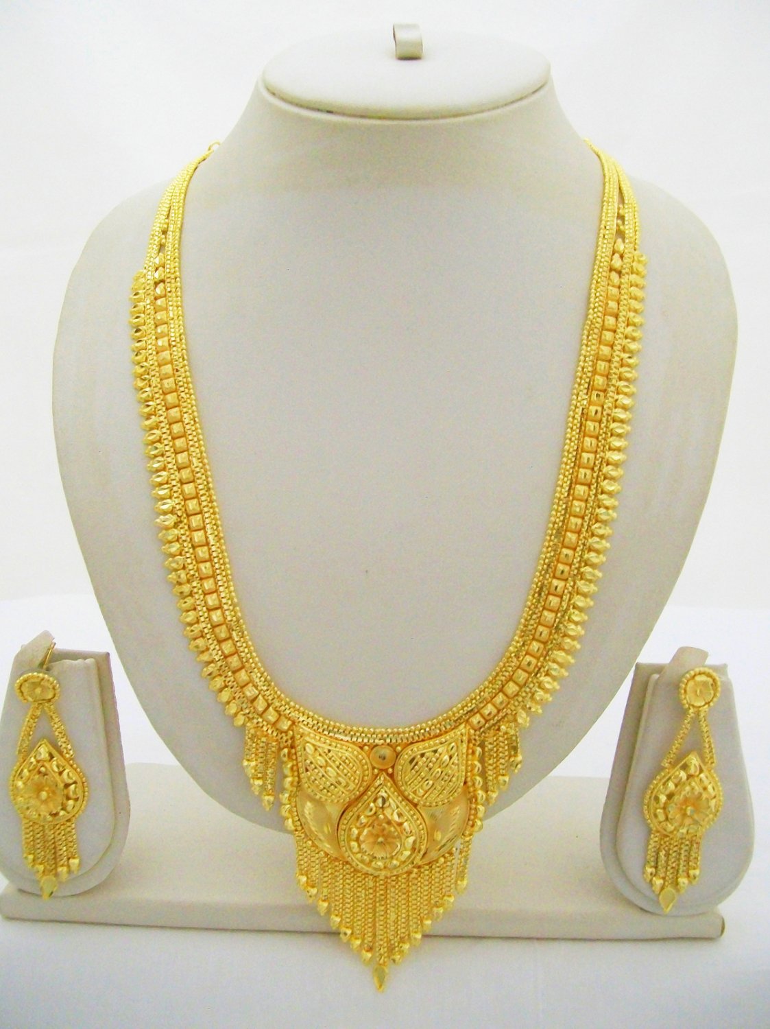 Rani Haar Gold Plated Necklace Bollywood Fashion Indian Filigree Long Jewelry Set