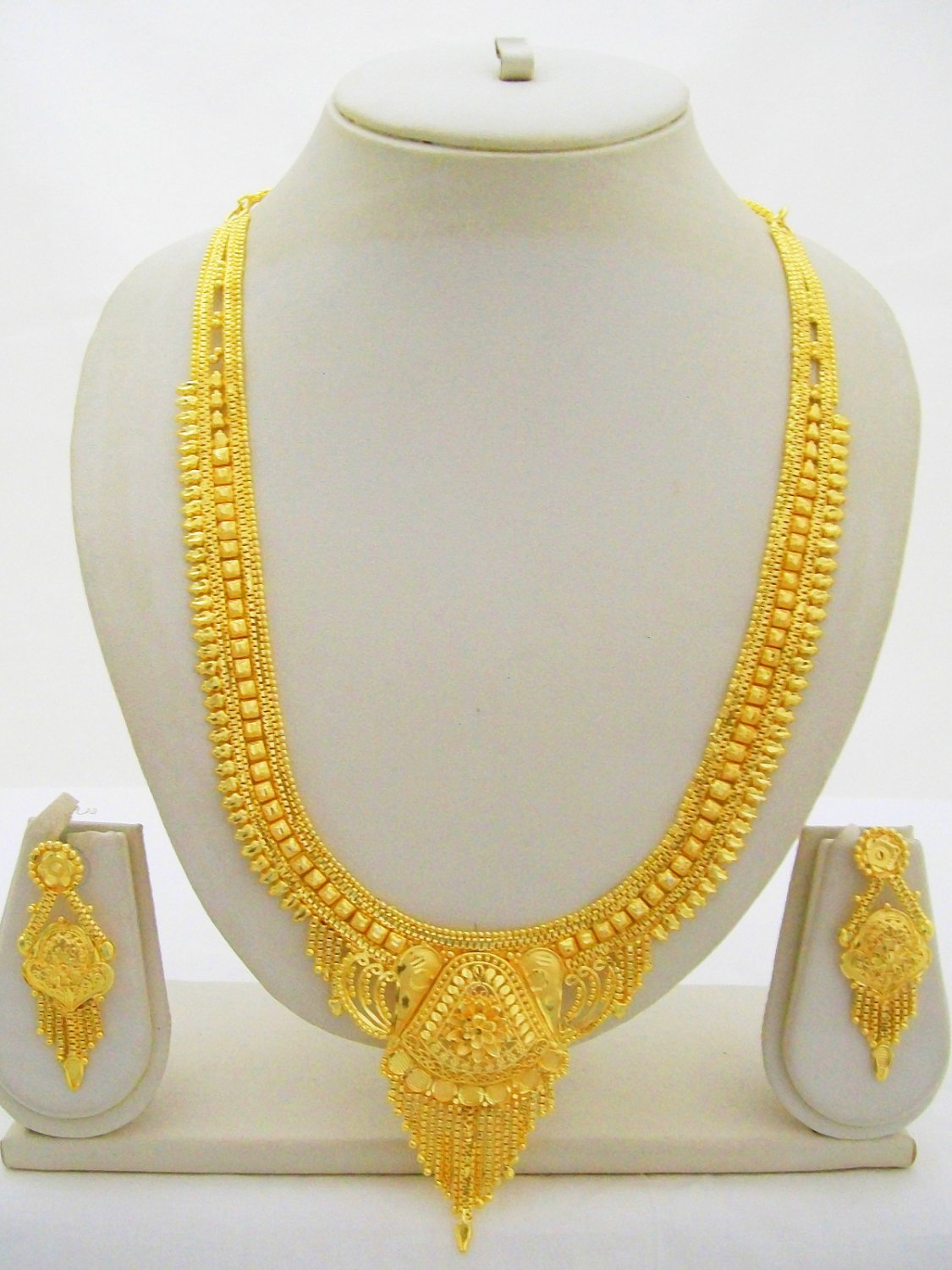 Gold Plated Indian Rani Haar Necklace Long Bridal Wedding Jewelry Set ...