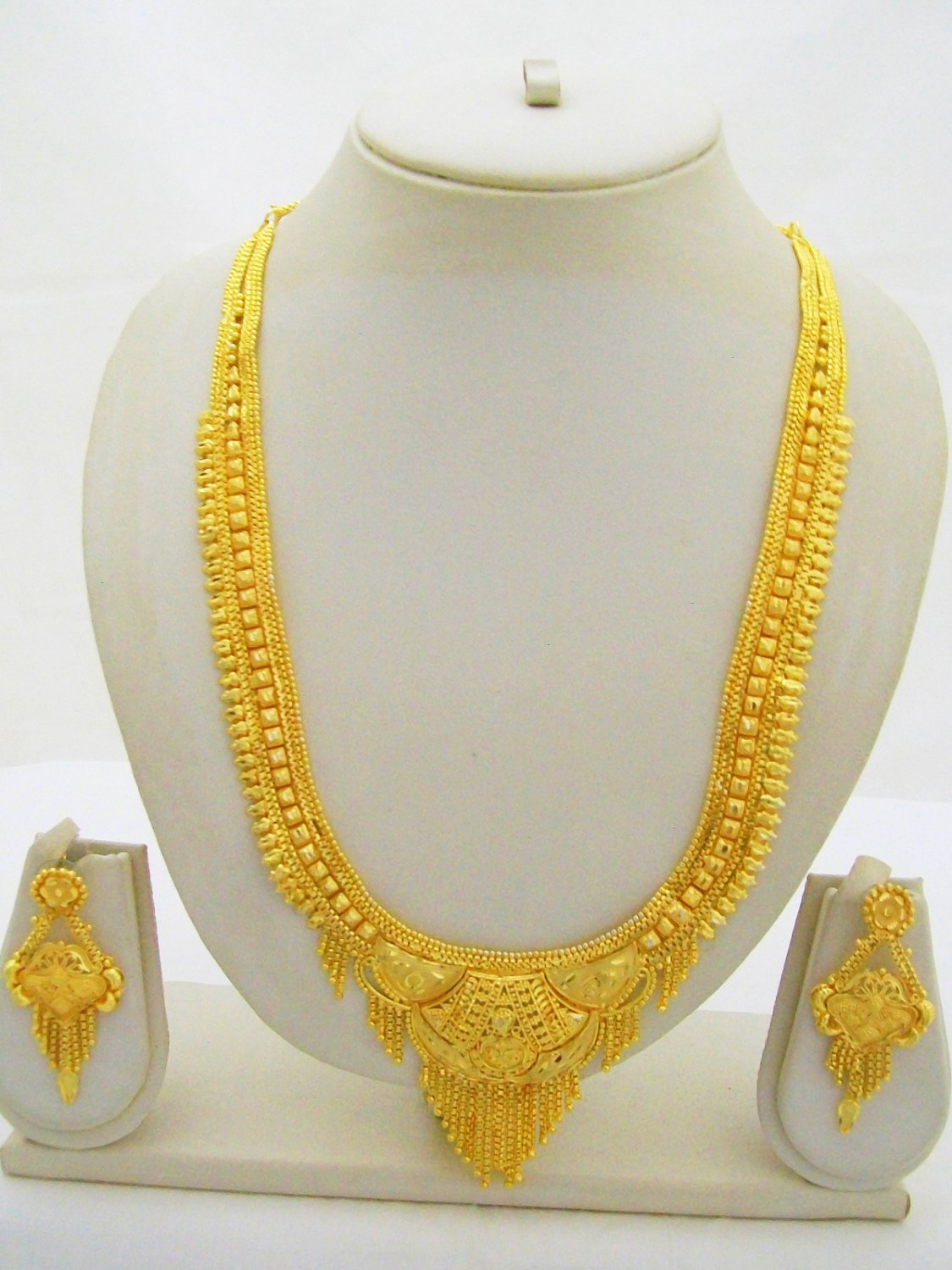 Gold Plated Indian Rani Haar Necklace Earring Filigree Long Ethnic ...