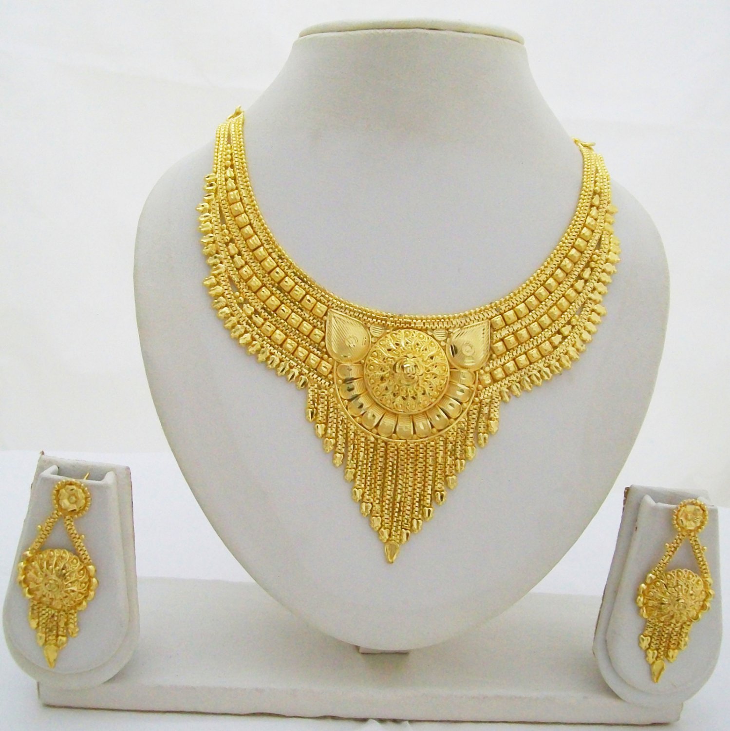 Indian Gold Plated Choker Necklace Set Bollywood Fashion Jewelry