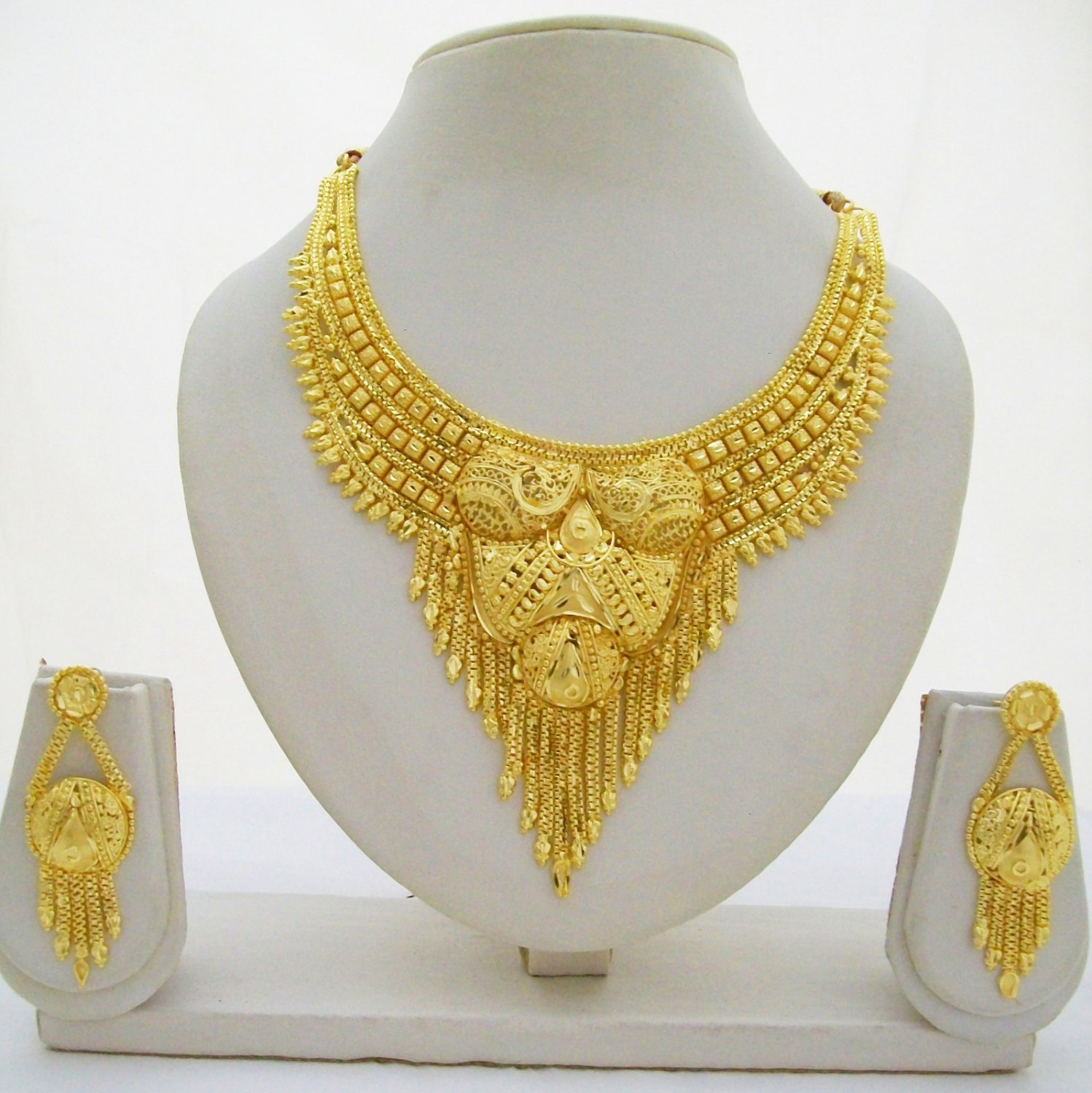 Золото сета. Hint Altin Gerdanlik. Gold Necklace. Gold Plated Jewelry 3 Set. Yellow Gold indian Jewelry.