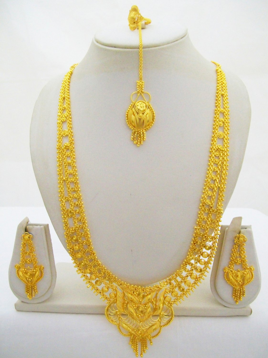 Gold Plated Indian Rani Haar Necklace Bridal Long Filigree Costume ...