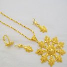 Victorian Filigree Gold Plated Chain Pendant Necklace Indian Jewelry Set