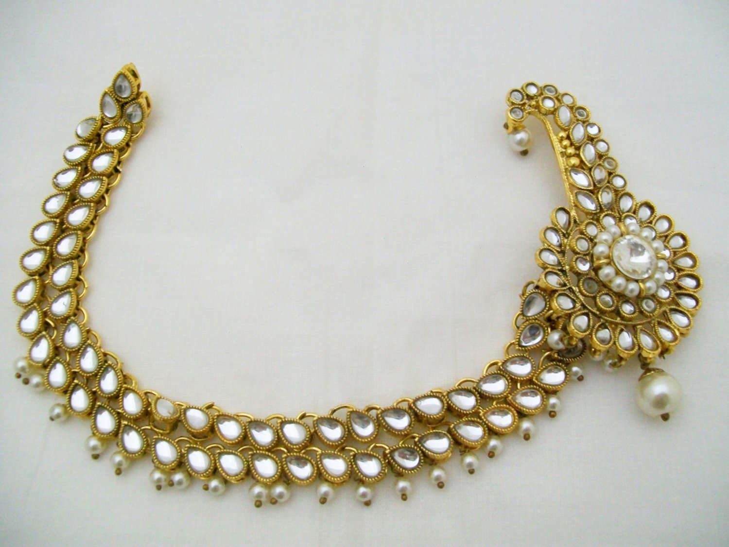 Kundan Kalgi Turban Pin Vintage Antique Mens Layered Sherwani Brooch with Chain
