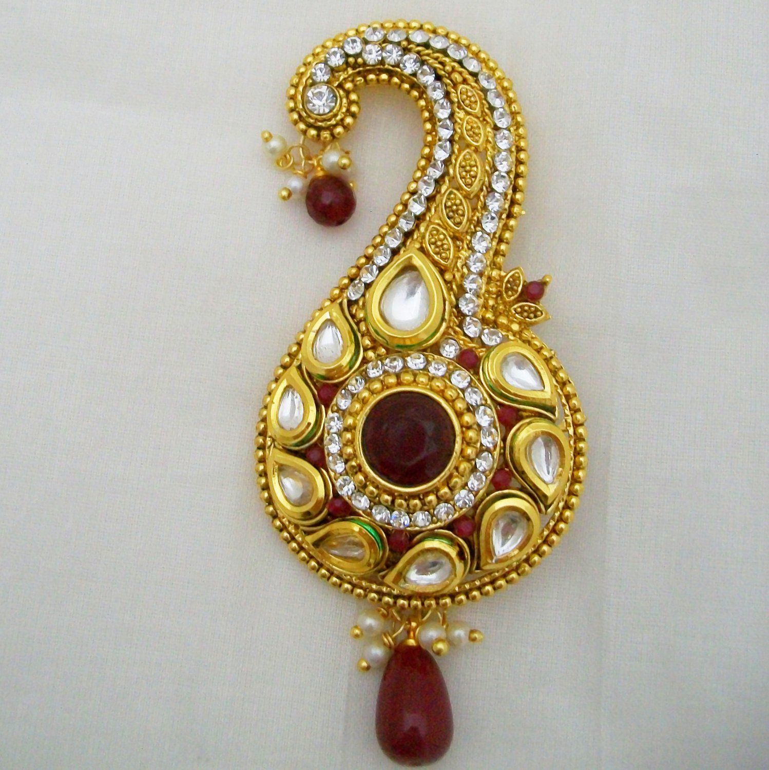 Kalgi Turban Pin Brooch Jewel Indian Groom Jewelry Kundan Meena